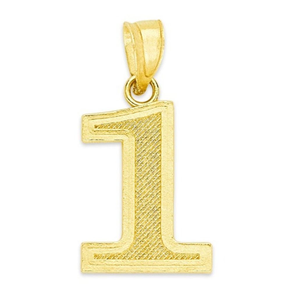 10k Gold Number 1 Pendant, Lucky Number Jewelry